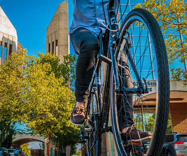 close up of bike outside of MacEwan