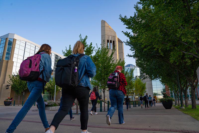 Students walking on campus