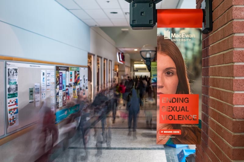 Banners from the university’s Ending Sexual Violence campaign, which began in 2015