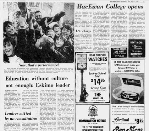 MacEwan opens newspaper article