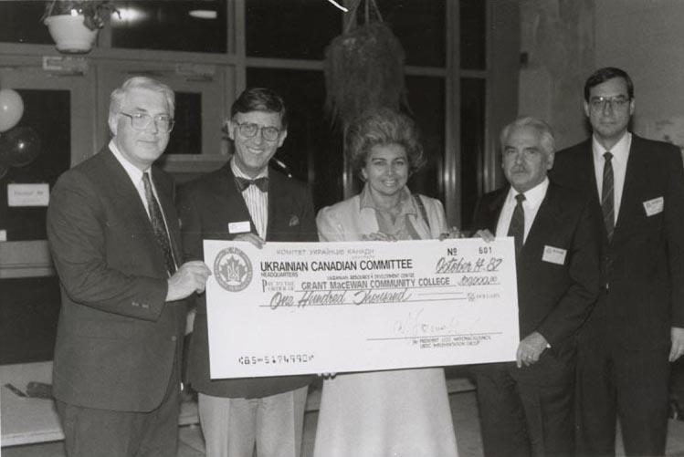 Ukrainian Canadian Committee 1987 with giant cheque