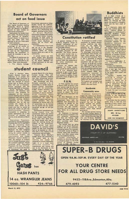 News of the founding of the students’ association makes headlines in The Albatross, a community newspaper published by GMCC students.