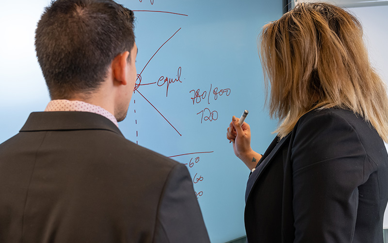 students at white board
