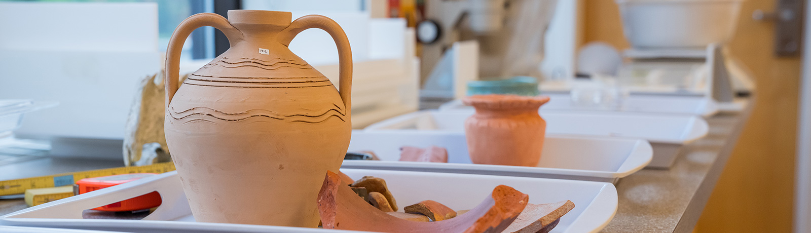 anthropology lab with pottery
