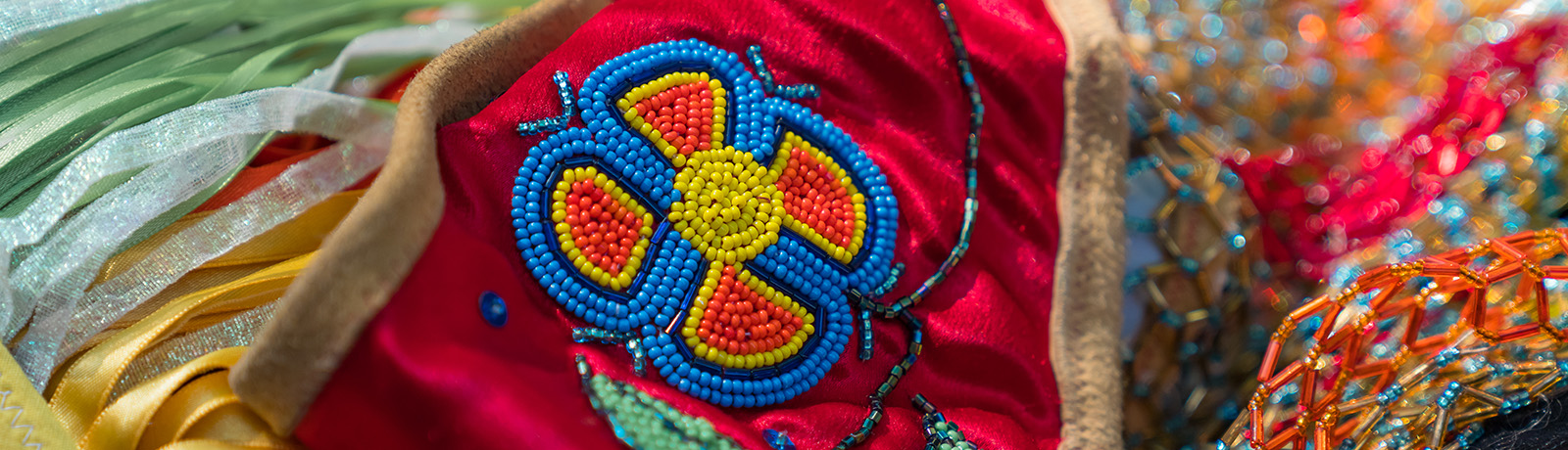 first nations beaded flower and fabrics