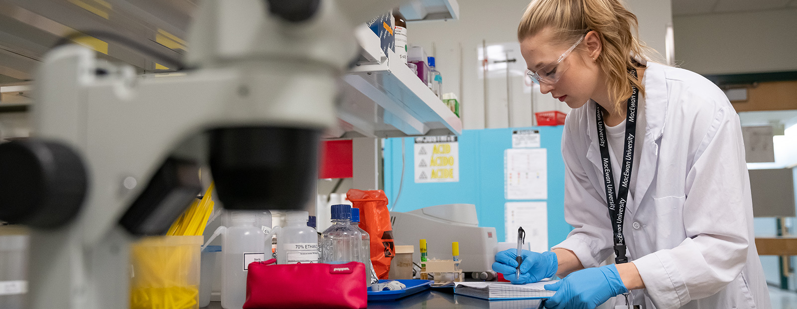 student in lab