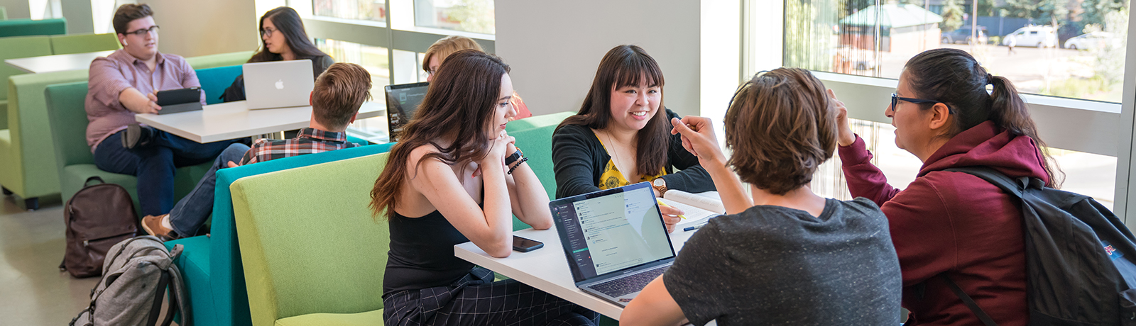 group of students studying