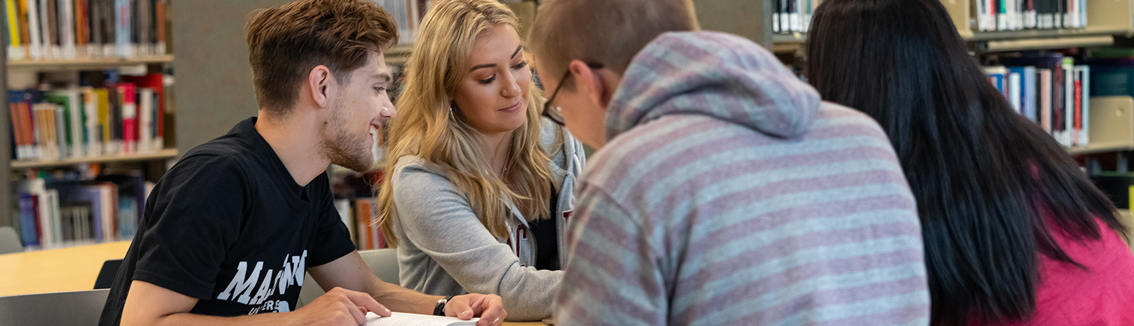 students studying in library