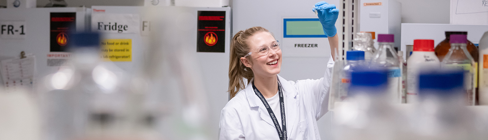 female in chem lab