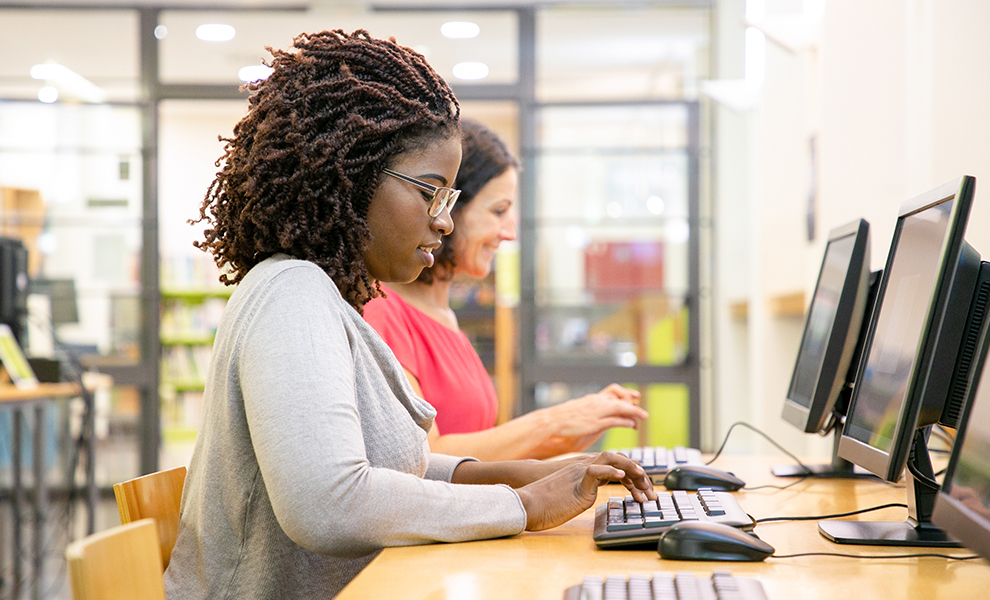 female students on computers