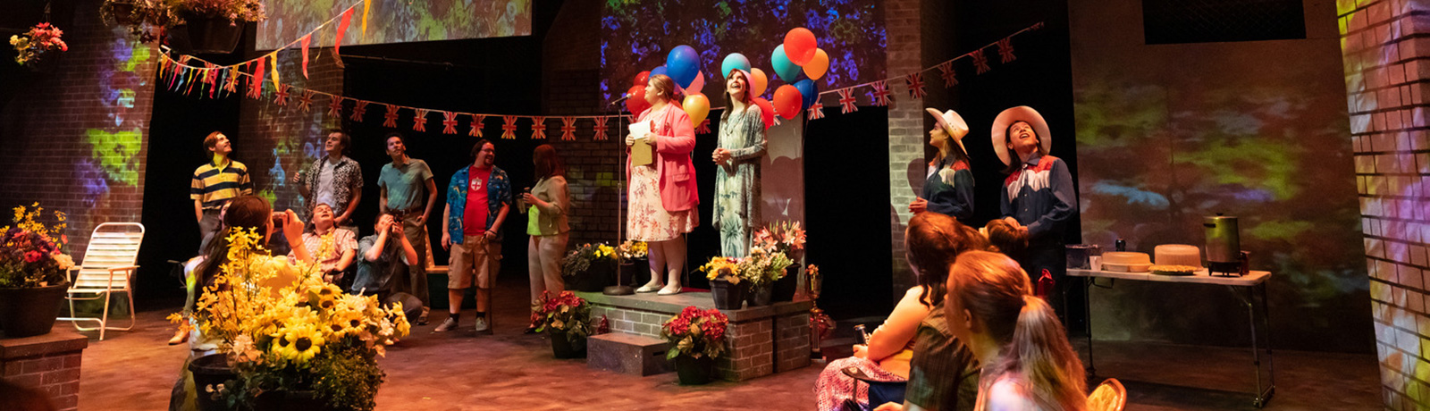 students on stage in london fog production