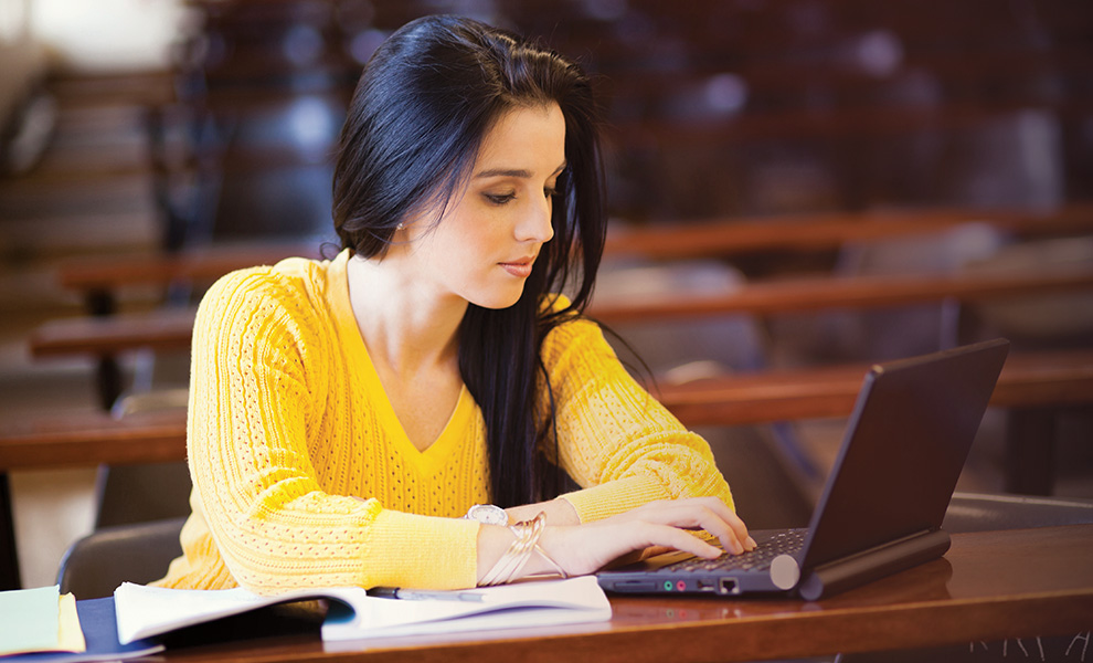 female student at laptop
