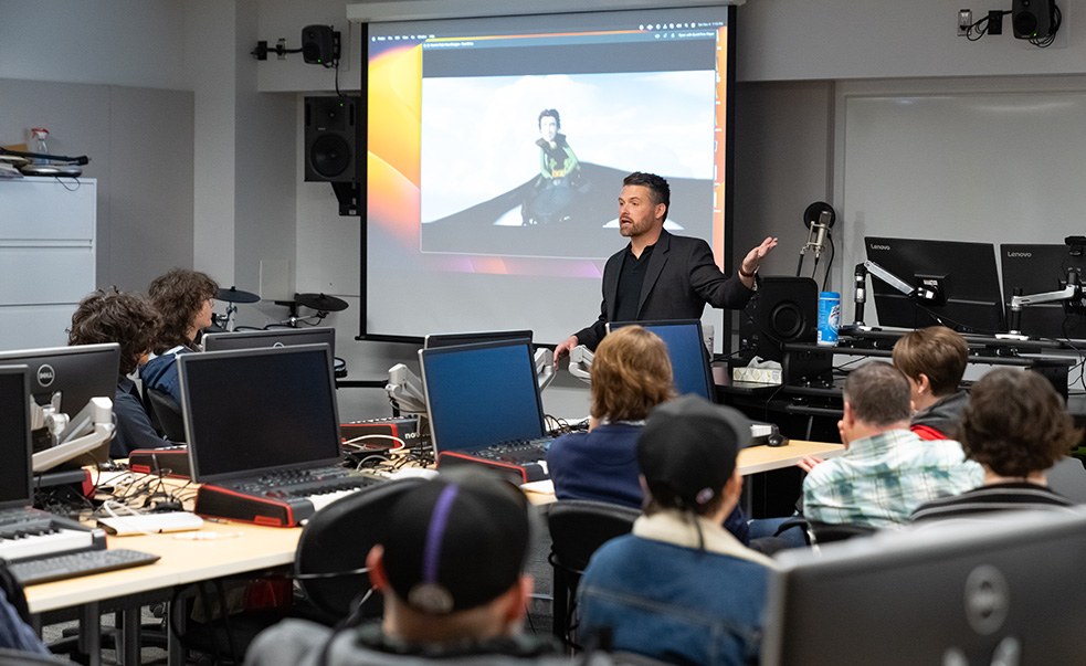 instructor speaking in classroom