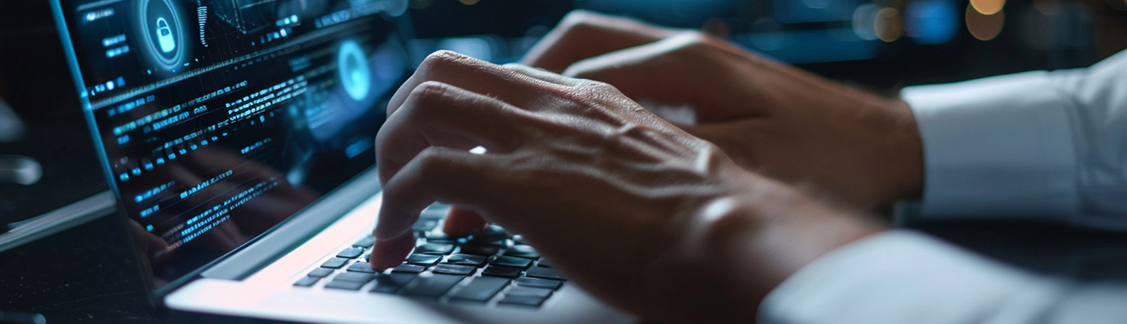 close up of man's hands working on a computer