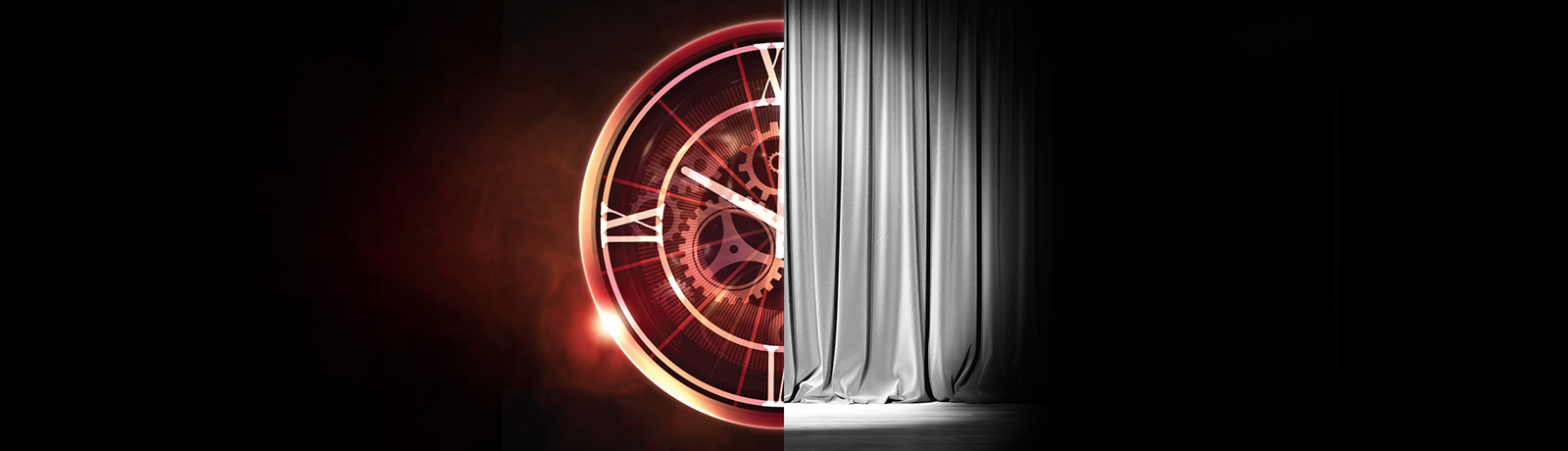 clock and stage curtain