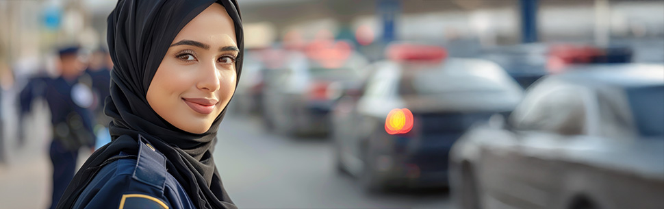 female police office smiling