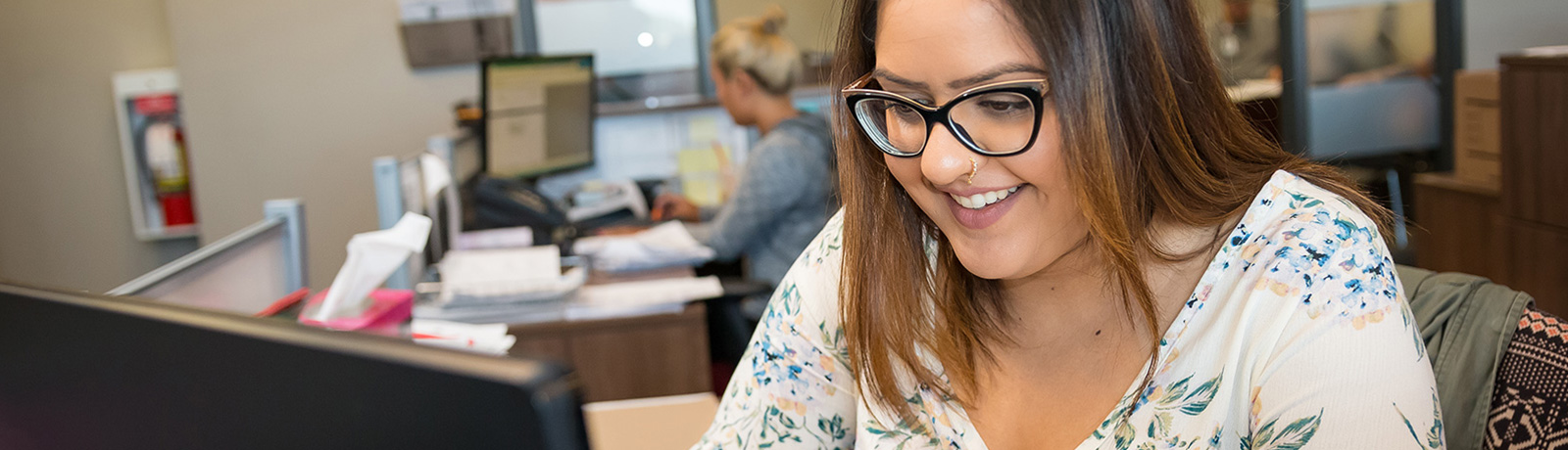 female working at desk