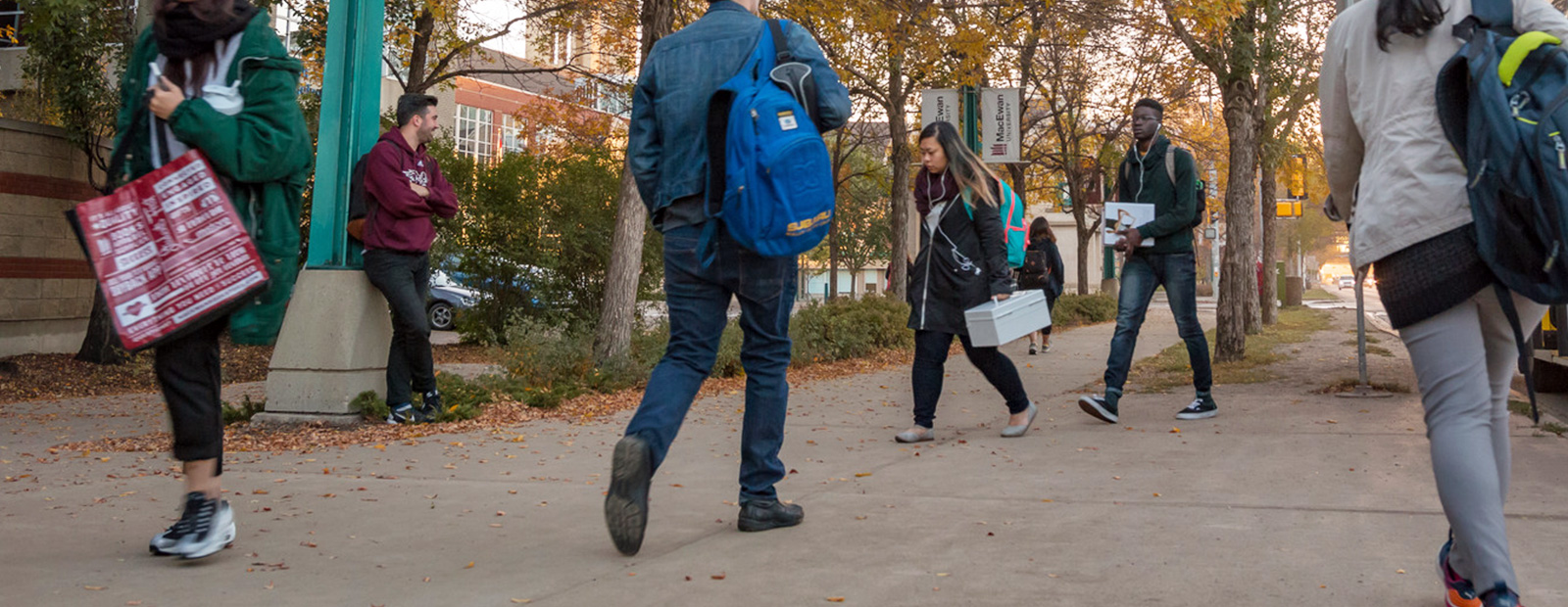 students walking outside of MacEwan