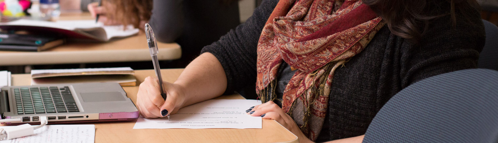 student writing