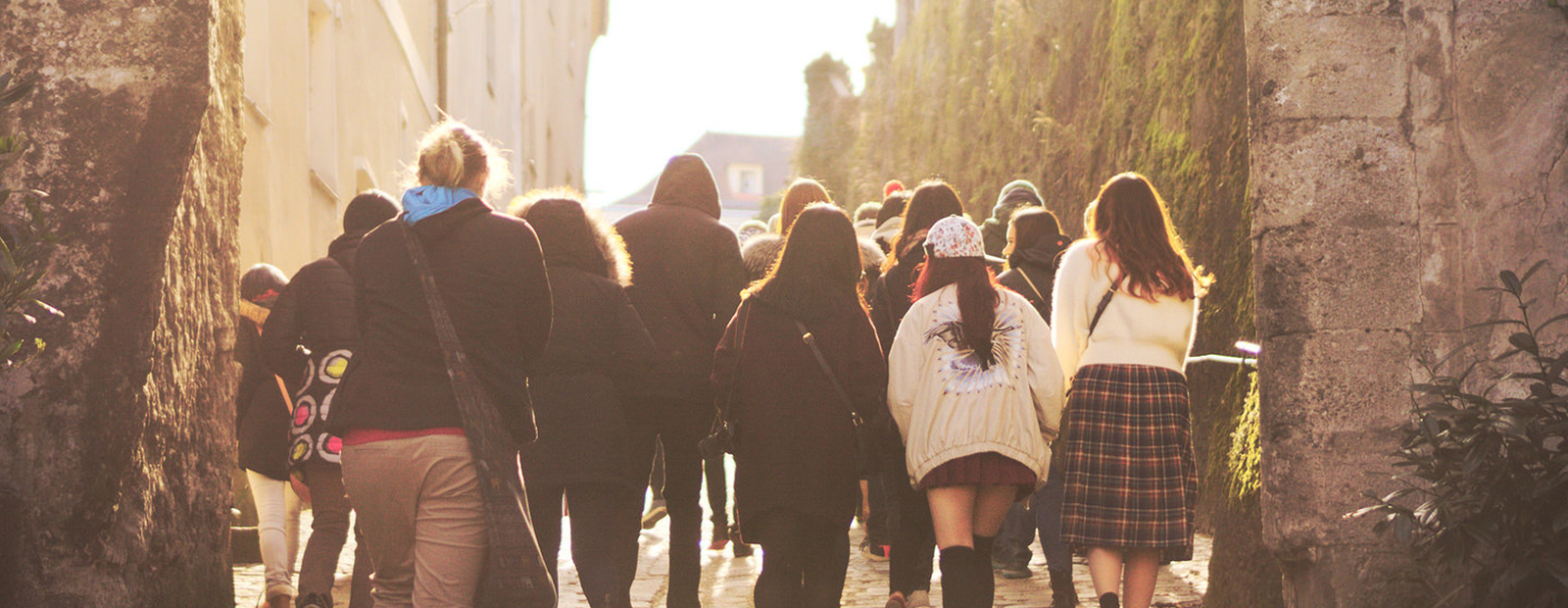 students walking outdoors