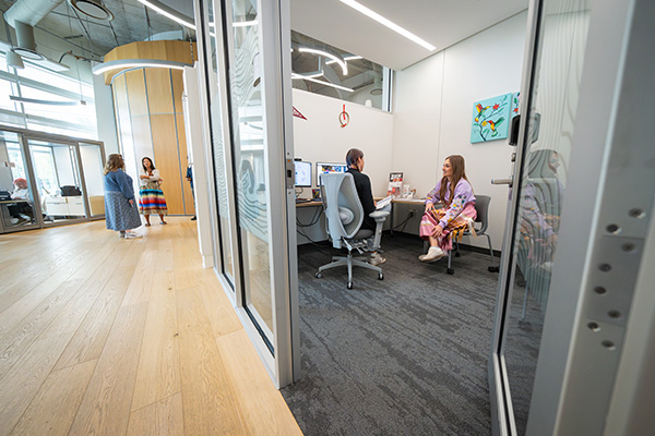 student getting advising advice in office