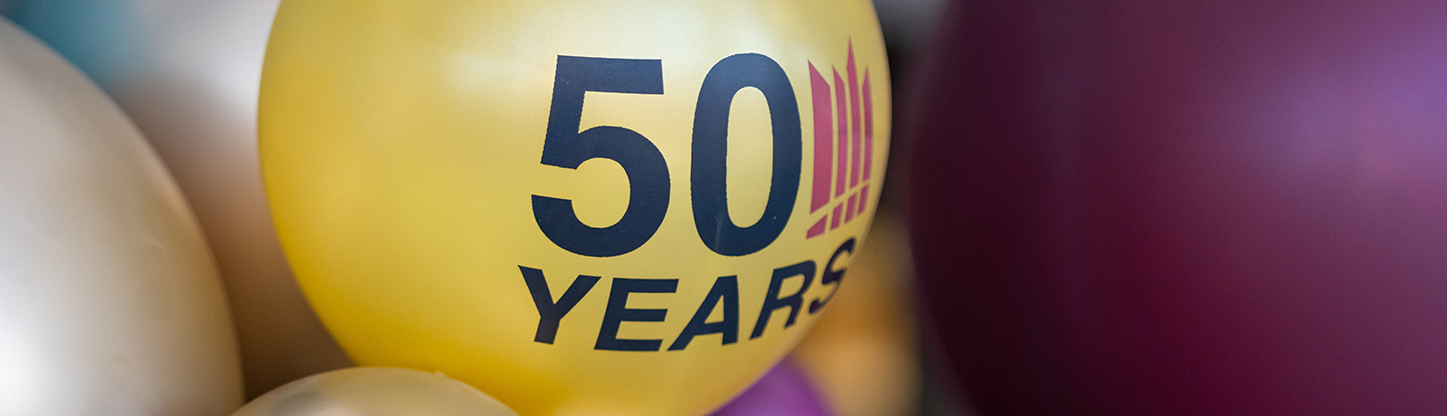 Balloons with 50th anniversary logo