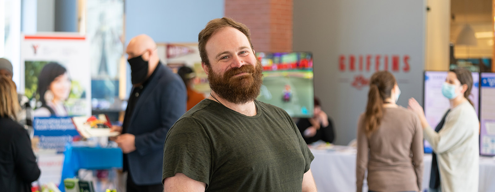Connor Leflar at MacEwan's Harm Reduction Resource Fair in early April