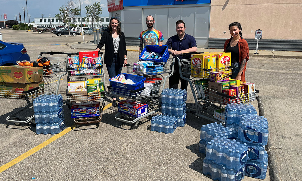 Students with supplies