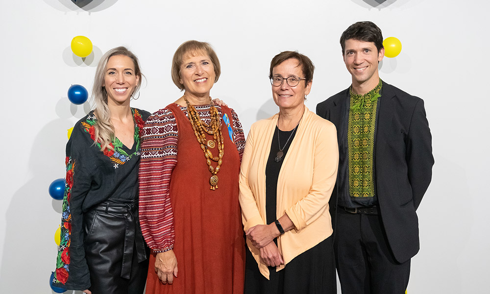 The Zwozdesky family with Dr. Annette Trimbee at the event announcing the new artist in residence program named in honour of Gene Zwozdesky