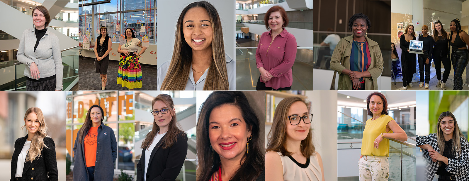 A collection of headshots of MacEwan women featured in the article