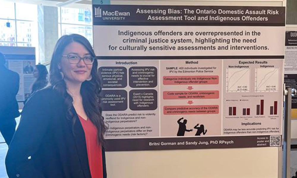 Britni Gorman stands in front of her poster at Student Research Day