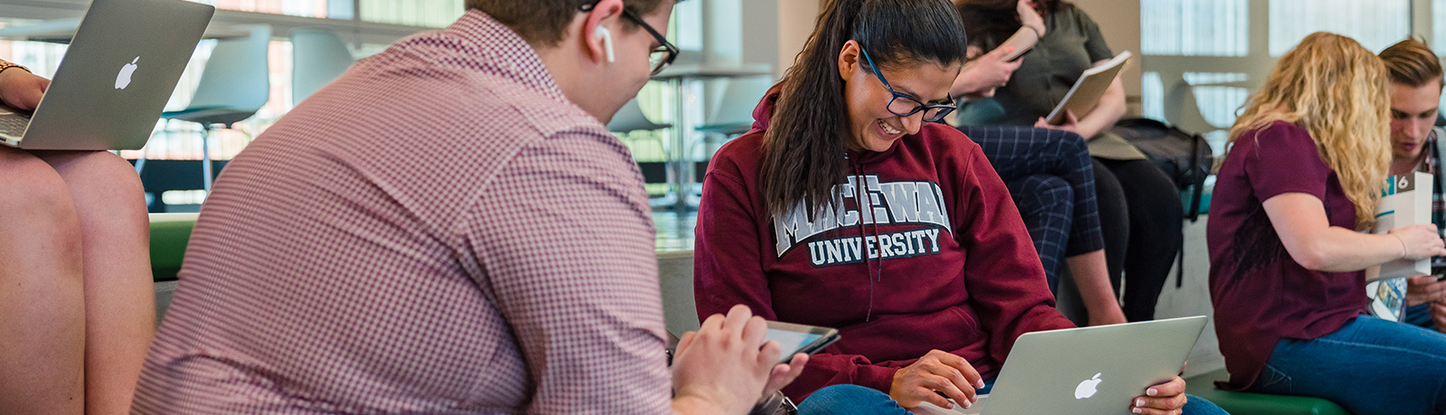 students looking at their devices