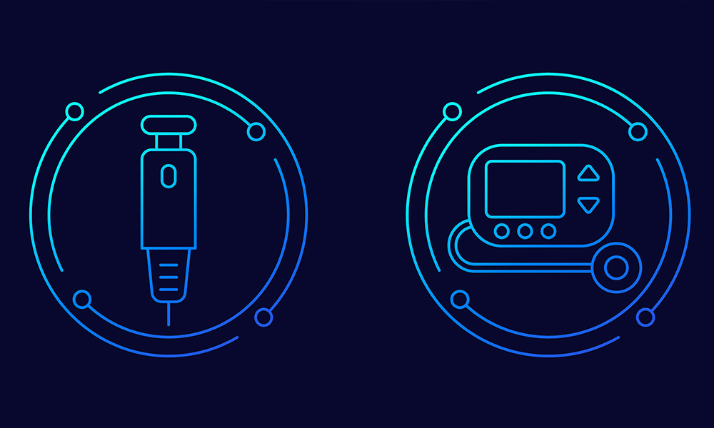 illustration of a needed and a heart-rate monitor