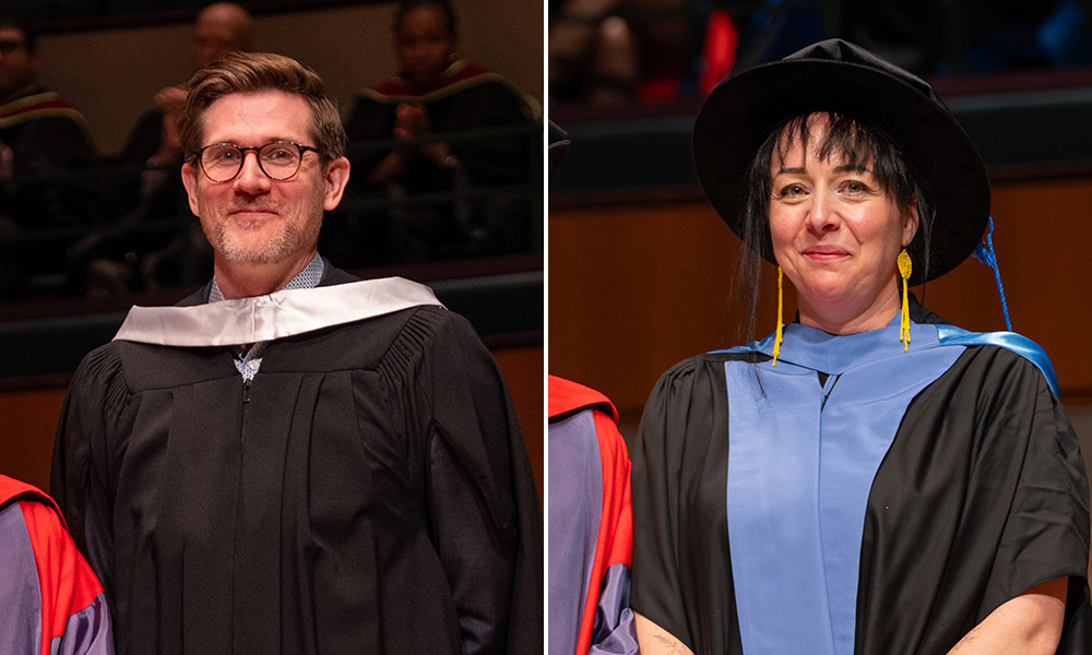 Robert Andrchow and Dr. Melissa Hills receive their awards