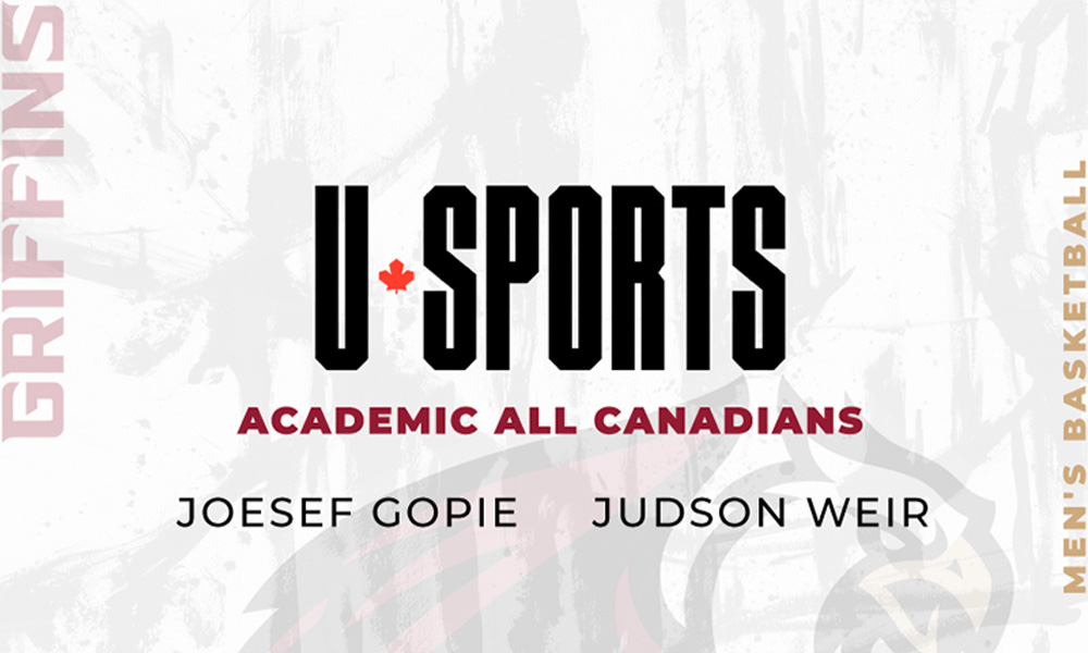 A graphic listing the names of the men's basketball athletes who have been named U SPORTS Academic All-Canadians this year.