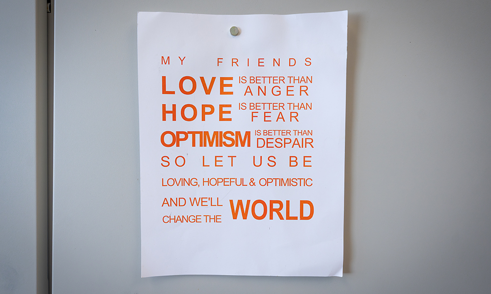 A print off of a quote by Jack Layton