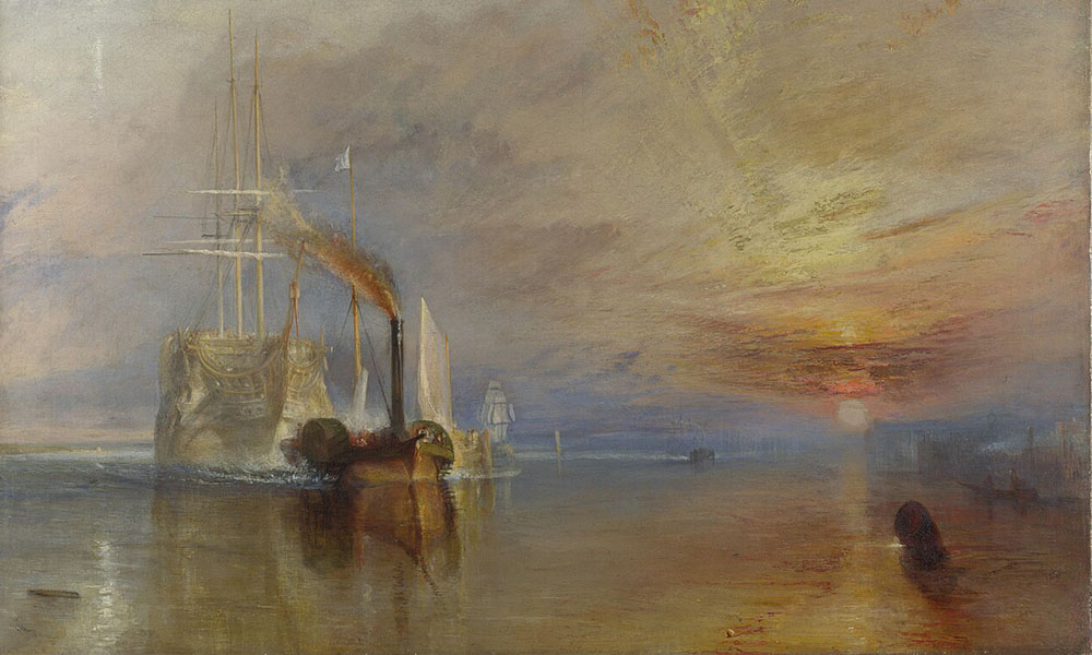 A famous 1839 painting by Joseph Mallord William Turner captures a graceful sailship being tugged to the scrapyard by a smoke-belching steam tug. 