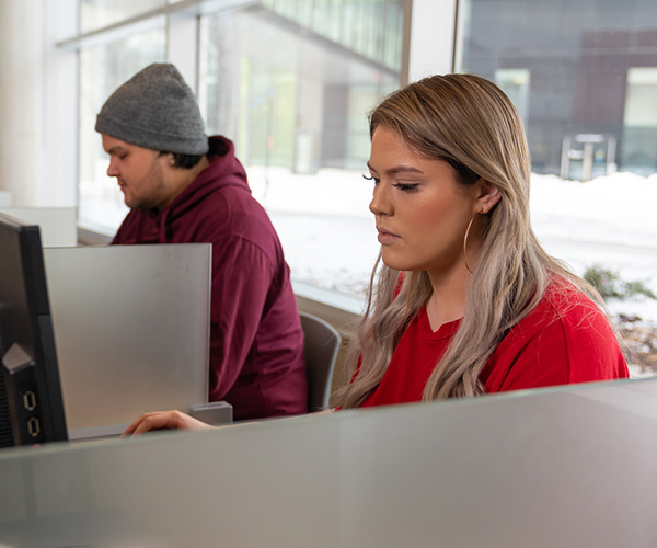 student at computer