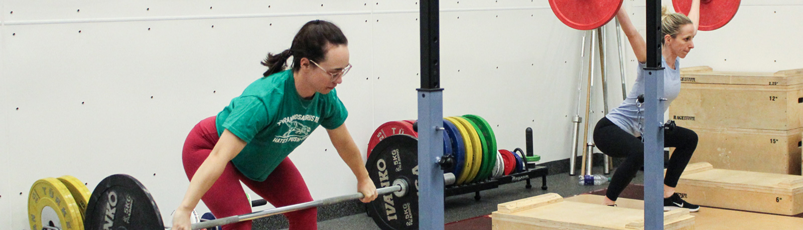 female students weightlifting