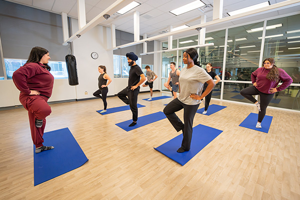 students in a yoga class