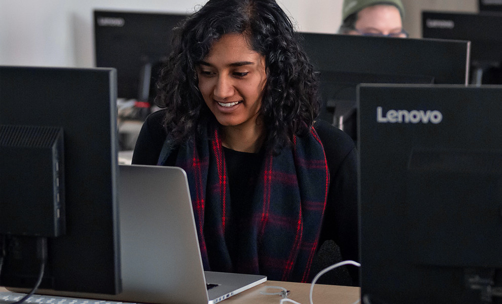 student at computer