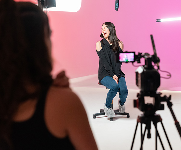 student in photography studio